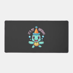 It's My Birthday Cute Sea Turtle Ocean Birthday Pa Desk Mat