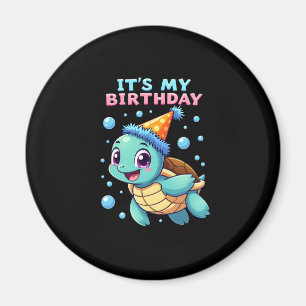 It's My Birthday Cute Sea Turtle Ocean Birthday Pa Magnet