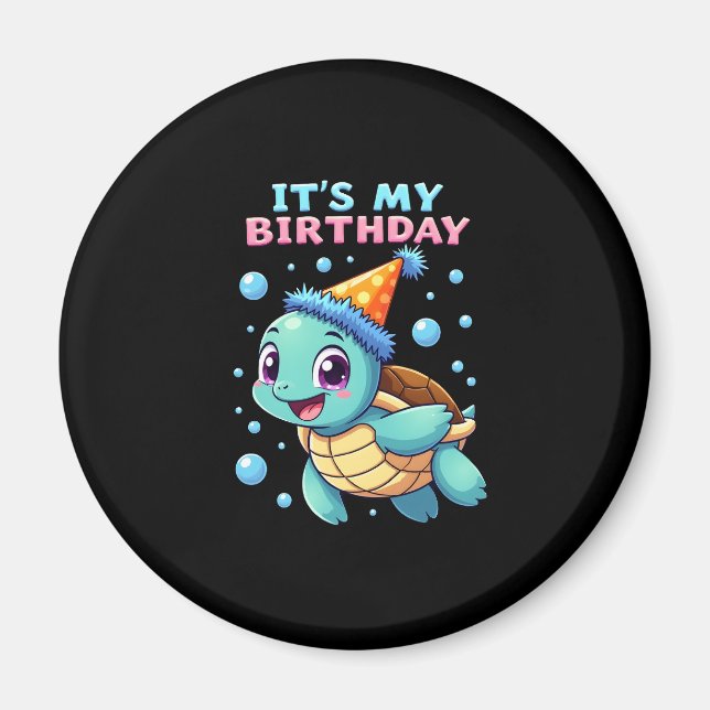 It's My Birthday Cute Sea Turtle Ocean Birthday Pa Magnet (Front)