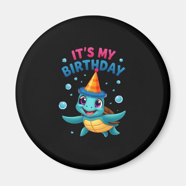It's My Birthday Cute Sea Turtle Ocean Birthday Pa Magnet (Front)