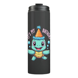 It's My Birthday Cute Sea Turtle Ocean Birthday Pa Thermal Tumbler