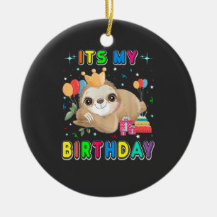 Its My Birthday Cute Sloth Birthday Party Costumes Ceramic Tree Decoration