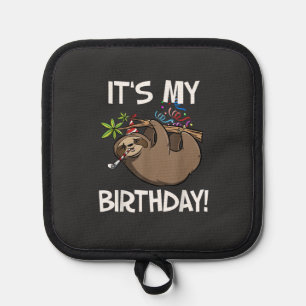It's My Birthday Cute Sloth Party Outfit T-Shirt Pot Holder