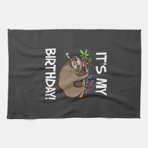 It's My Birthday Cute Sloth Party Outfit T-Shirt Tea Towel