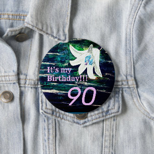 It's my Birthday!! Flower 90th Birthday 10 Cm Round Badge