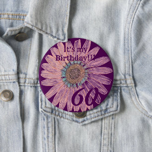 It's my Birthday!! Flower Personalised Birthday 10 Cm Round Badge