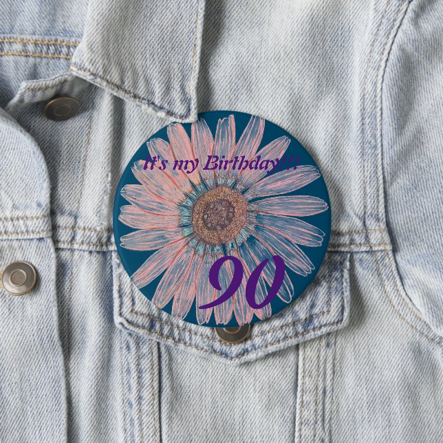 It's my Birthday!! Flower Personalized Birthday 10 Cm Round Badge (In Situ)
