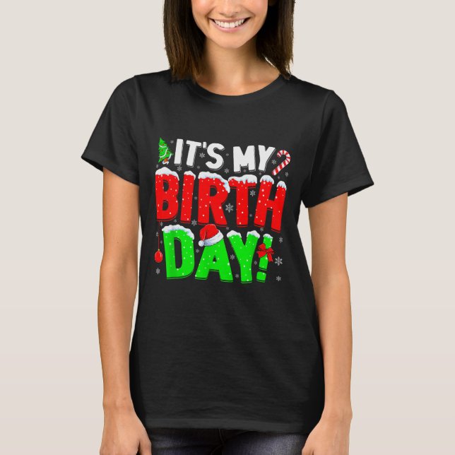 It's My Birthday Funny Christmas Pajama Bday Party T-Shirt (Front)