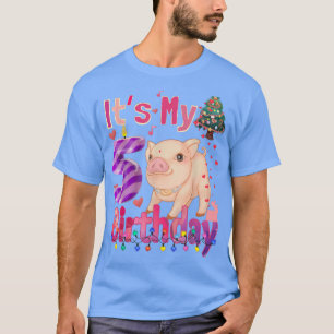 its my birthday Girl Pig 5 Years Old Girls Pig T-Shirt