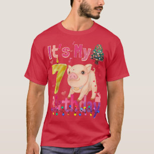 its my birthday Girl Pig 7 Years Old Girls Pig T-Shirt