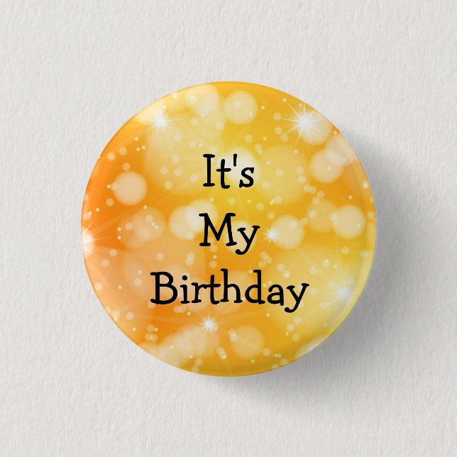 It's My Birthday Gold Glitter Bokeh 3 Cm Round Badge (Front)