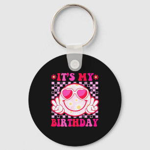 Its My Birthday Groovy Smile Face Women Girls Teen Key Ring
