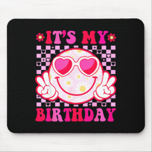 Its My Birthday Groovy Smile Face Women Girls Teen Mouse Mat