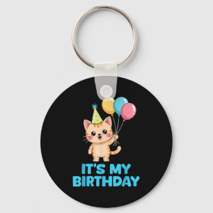 Its My Birthday Kawaii Cat Key Ring