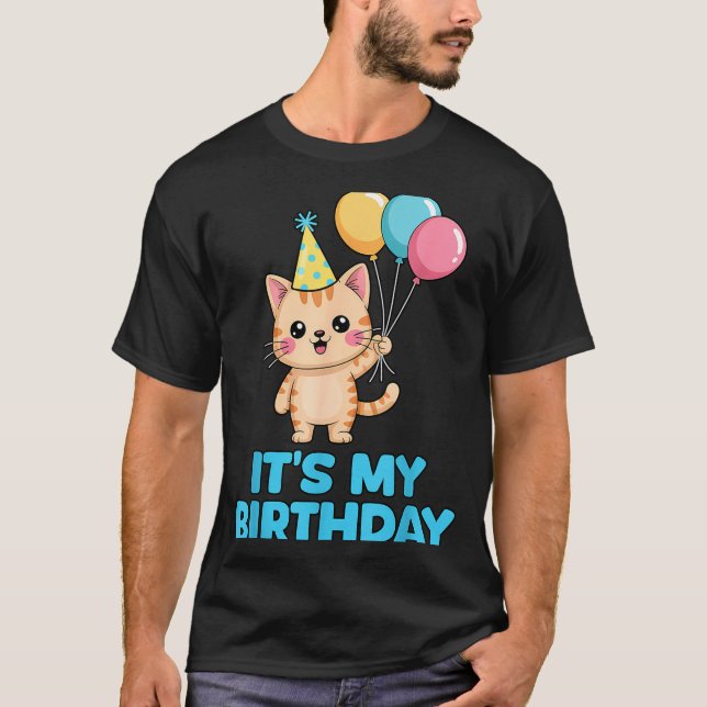 Its My Birthday Kawaii Cat  T-Shirt (Front)