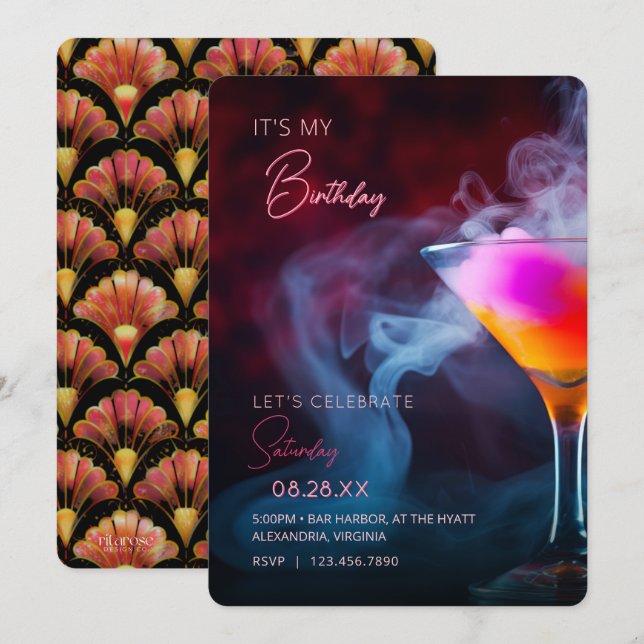 It's My Birthday Let's Celebrate Cocktail Invite (Front/Back)