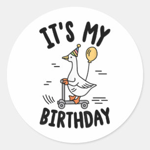 Its My Birthday Matching Funny Goose Family Women Classic Round Sticker