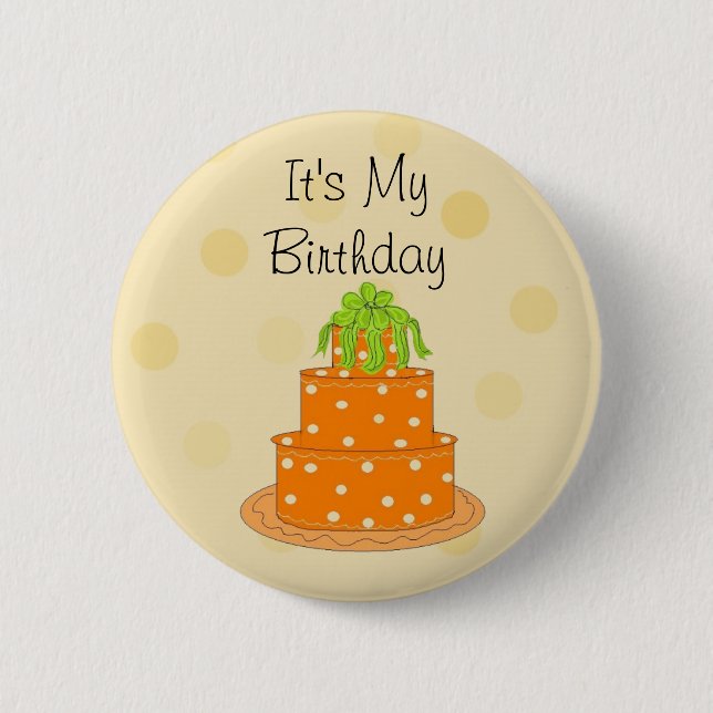 It's My Birthday Orange Cake 6 Cm Round Badge (Front)