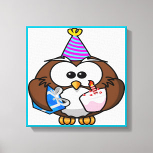 "IT'S MY BIRTHDAY" OWL CANVAS PRINT