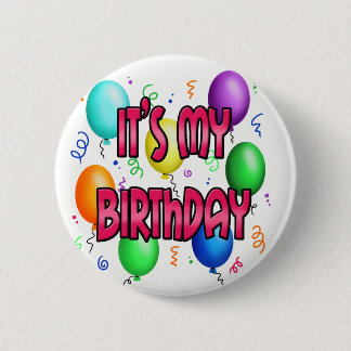 It's My Birthday Party Cool Balloons 6 Cm Round Badge