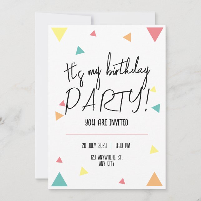 It's my birthday party! personalised invitation (Front)