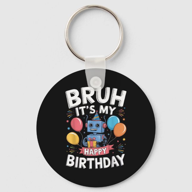 Its My Birthday Party Robot Theme Bday Celebration Key Ring (Front)