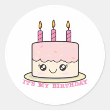 It's My Birthday Pink Cake Sticker