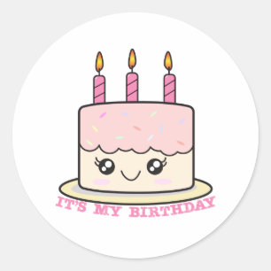 It's My Birthday Pink Cake Sticker