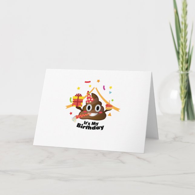 It's My Birthday Poop Emoji  kids Boy Girl Party Card (Front)