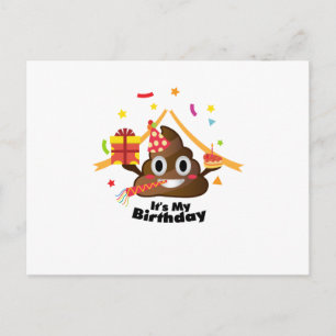 It's My Birthday Poop Emoji  kids Boy Girl Party Invitation Postcard