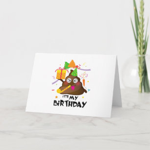 It's My Birthday Poop Emoji  kids Girl Party Card