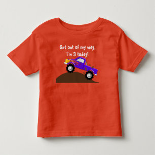 It's My Birthday Purple Flames Monster Truck Toddler T-Shirt
