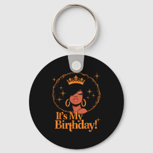 Its My Birthday Queen African American Afro Black Key Ring