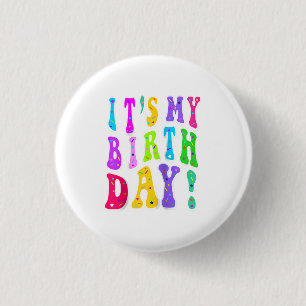It's My Birthday Retro Groovy For Girls  3 Cm Round Badge