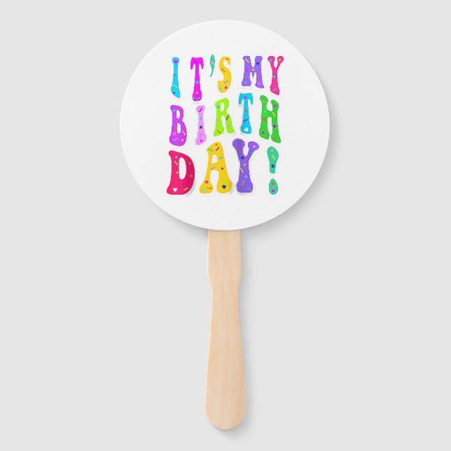 It's My Birthday Retro Groovy For Girls  Hand Fan (Front)