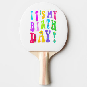 It's My Birthday Retro Groovy For Girls Ping Pong Paddle