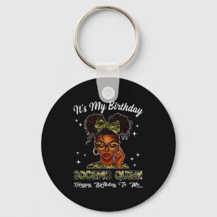 It's My Birthday Scoro Queen Camo Bow Afro Black G Key Ring