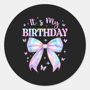 It's My Birthday Tie Dye Coquette Bow Butterfly Bi Classic Round Sticker