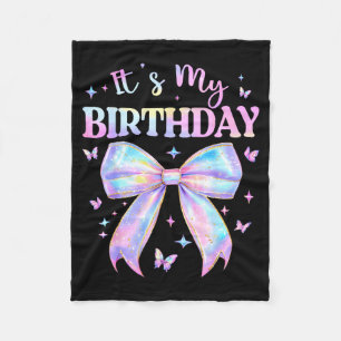 It's My Birthday Tie Dye Coquette Bow Butterfly Bi Fleece Blanket