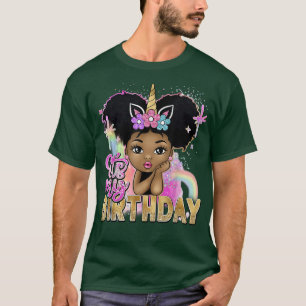 Its My Birthday Unicorn Party Theme Black Melanin T-Shirt