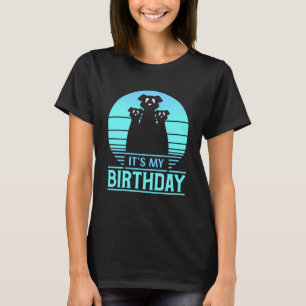 Its My Birthday Vintage Sunset Dogs Blue Birthday T-Shirt