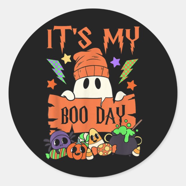 Its My Boo Day Booday Kids Cute Ghost Birthday Gho Classic Round Sticker (Front)