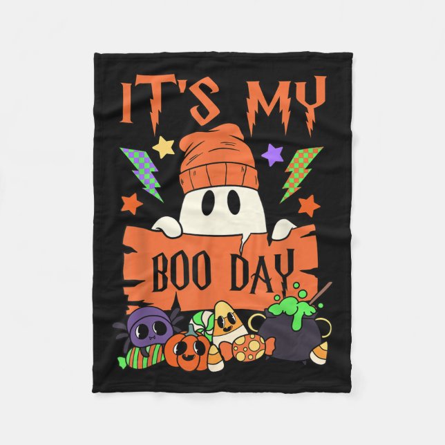Its My Boo Day Booday Kids Cute Ghost Birthday Gho Fleece Blanket (Front)