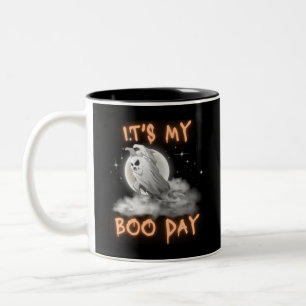 Its My Boo Day Cool Halloween Birthday White Ghost Two-Tone Coffee Mug