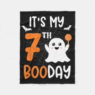 Its My Boo Day Cute Halloween 7th Birthday Ghost B Fleece Blanket