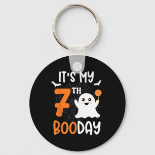 Its My Boo Day Cute Halloween 7th Birthday Ghost B Key Ring
