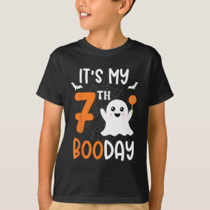 Its My Boo Day Cute Halloween 7th Birthday Ghost B T-Shirt