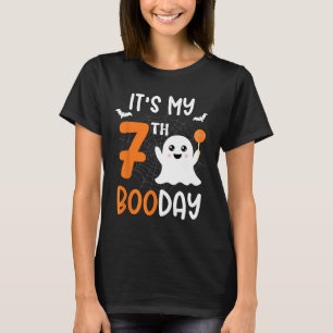 Its My Boo Day Cute Halloween 7th Birthday Ghost B T-Shirt