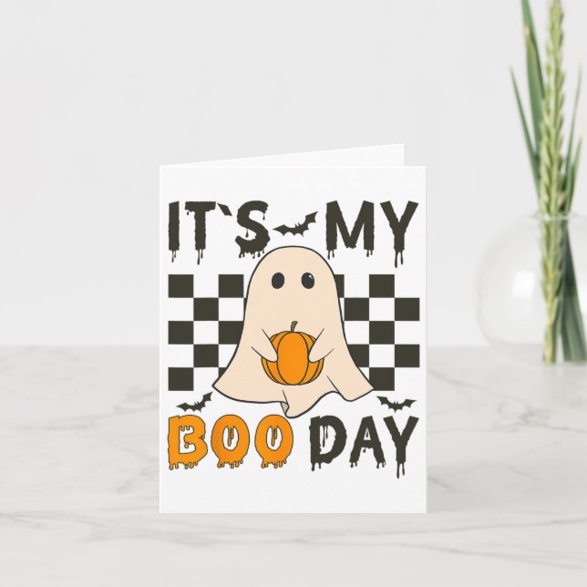 Its My Boo Day Cute Halloween Birthday Funny Ghost Card (Front)