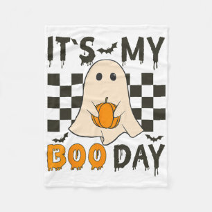 Its My Boo Day Cute Halloween Birthday Funny Ghost Fleece Blanket
